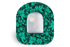 Bright Teal Flowers Patch for Omnipod diabetes supplies and insulin pumps