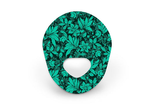 Bright Teal Flowers Patch - Guardian Enlite for Single diabetes supplies and insulin pumps