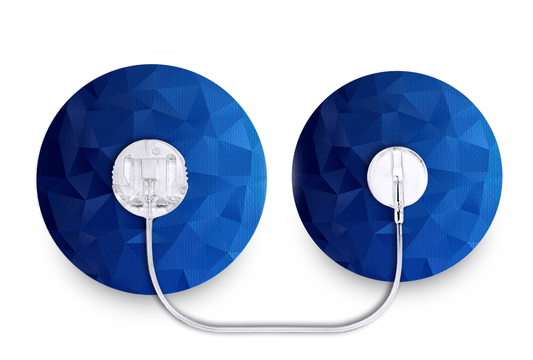 Geometric Blue Patch - Tru - Steel for Single diabetes supplies and insulin pumps