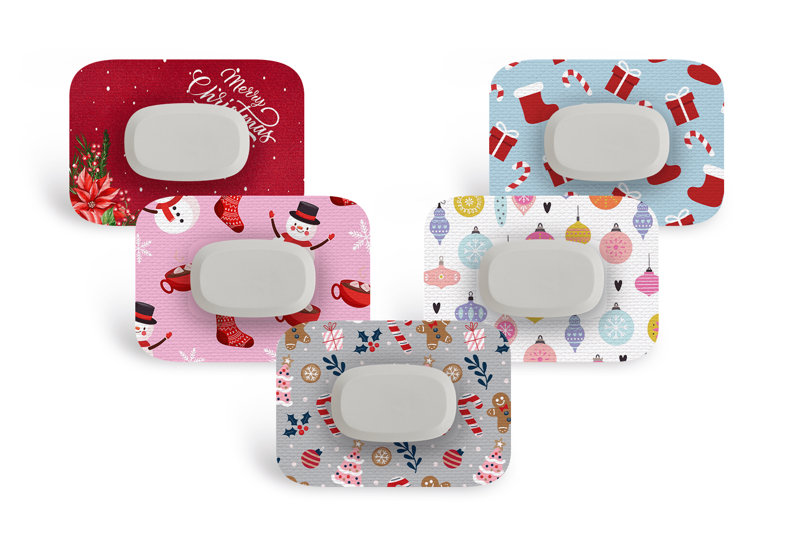 Happy Christmas Patch Pack for GlucoRX Aidex - 5 - Pack diabetes supplies and insulin pumps