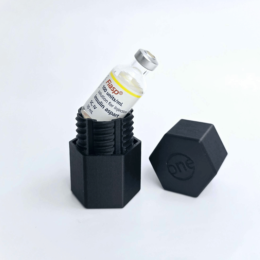 Insulin Vial Case - Black (10ml) for Single diabetes supplies and insulin pumps