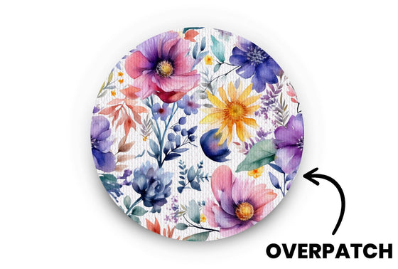 Watercolour Flowers Patch for Overpatch diabetes supplies and insulin pumps