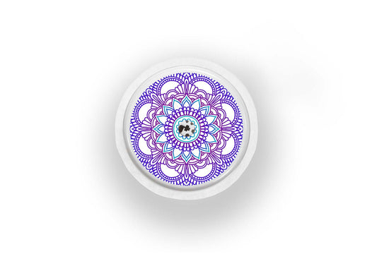 Blue Mandala Sticker - Freestyle Libre 1, 2, or 2+ for diabetes supplies and insulin pumps