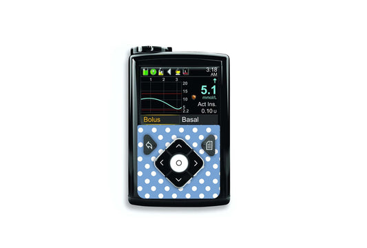 Blue Polka Dot Sticker - Medtronic Minimed 640g, 680g, 780g for diabetes supplies and insulin pumps