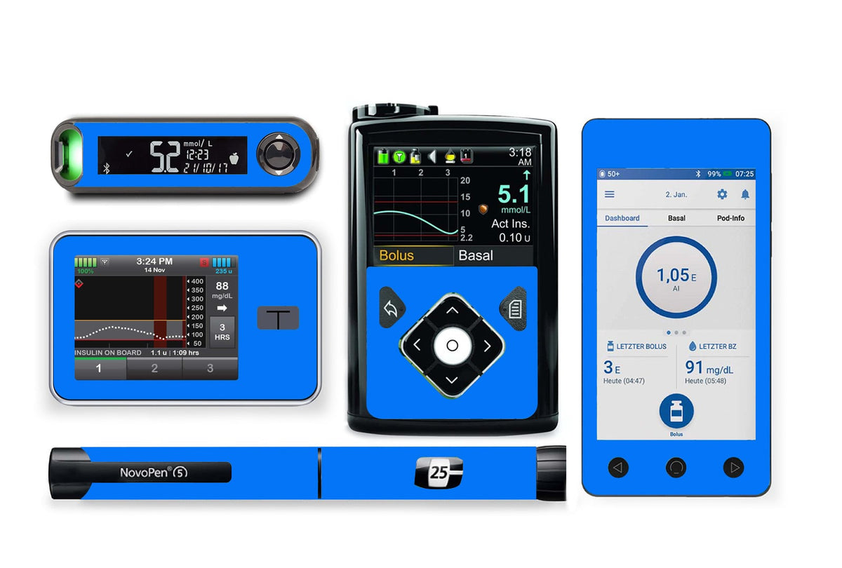 Blue Sticker for Novopen 4, 5, 6, or Echo diabetes supplies and insulin pumps