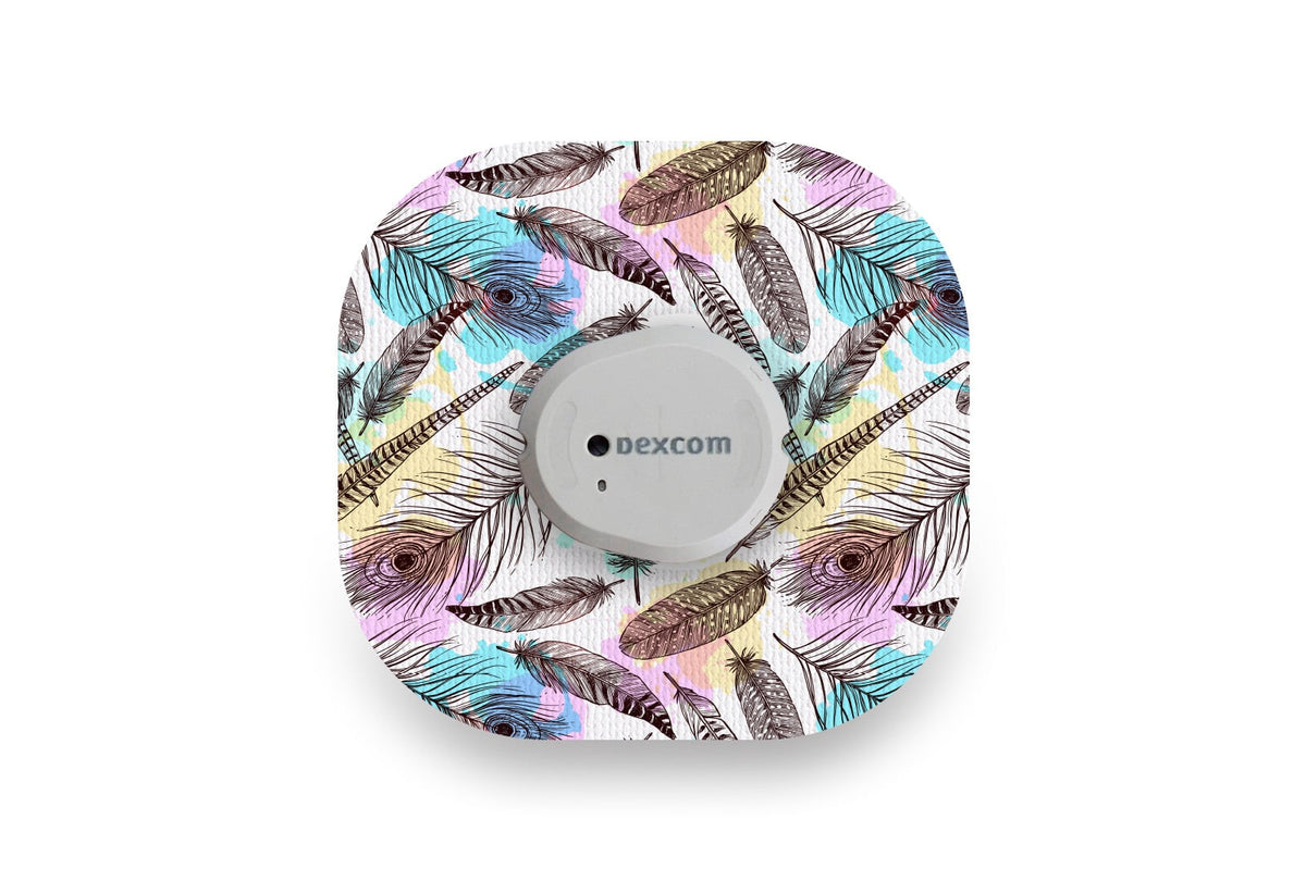 Colourful Feathers Patch - Dexcom G7 / One+ for Single diabetes CGMs and insulin pumps