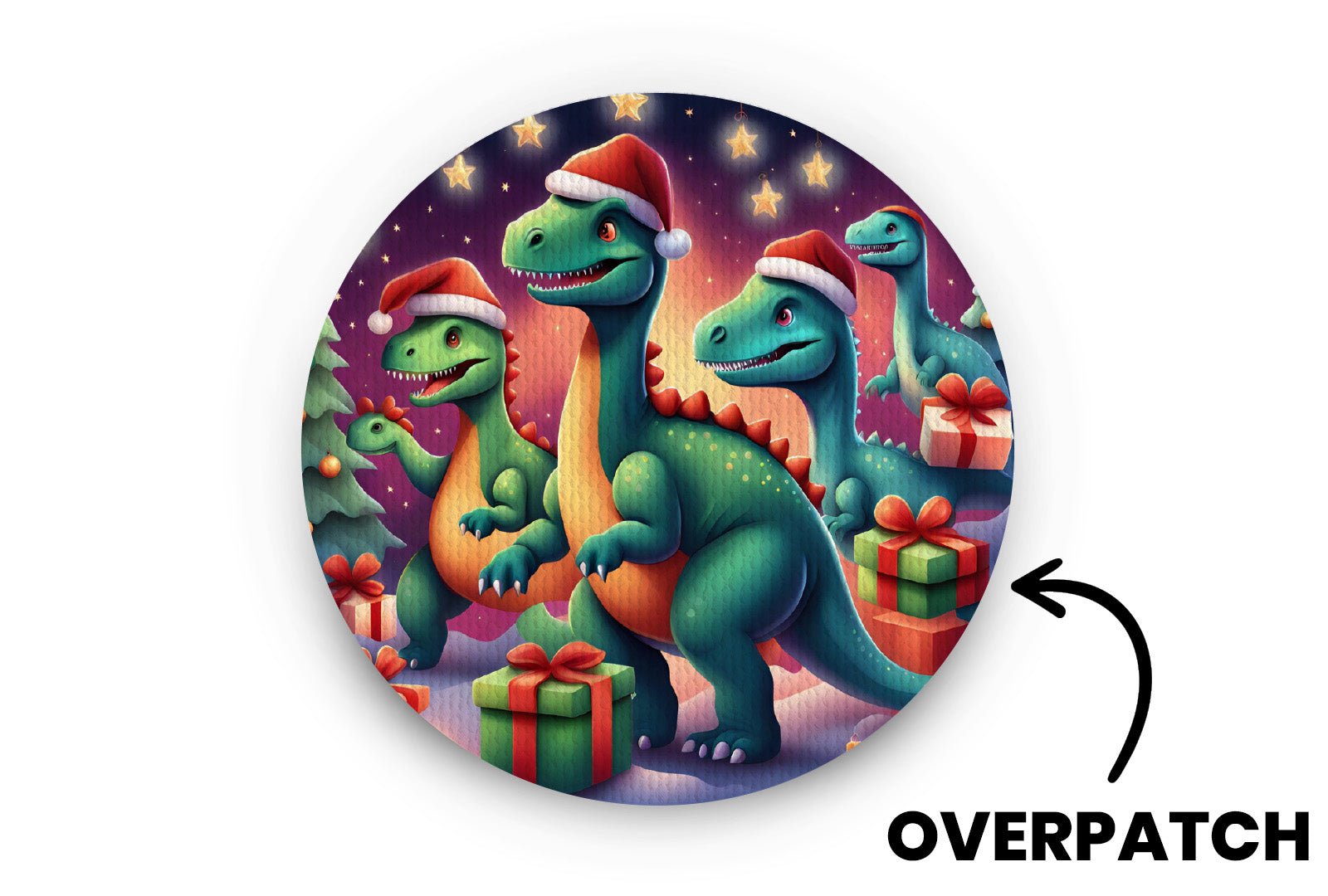 Dino Christmas Patch for Freestyle Libre 3 diabetes supplies and insulin pumps