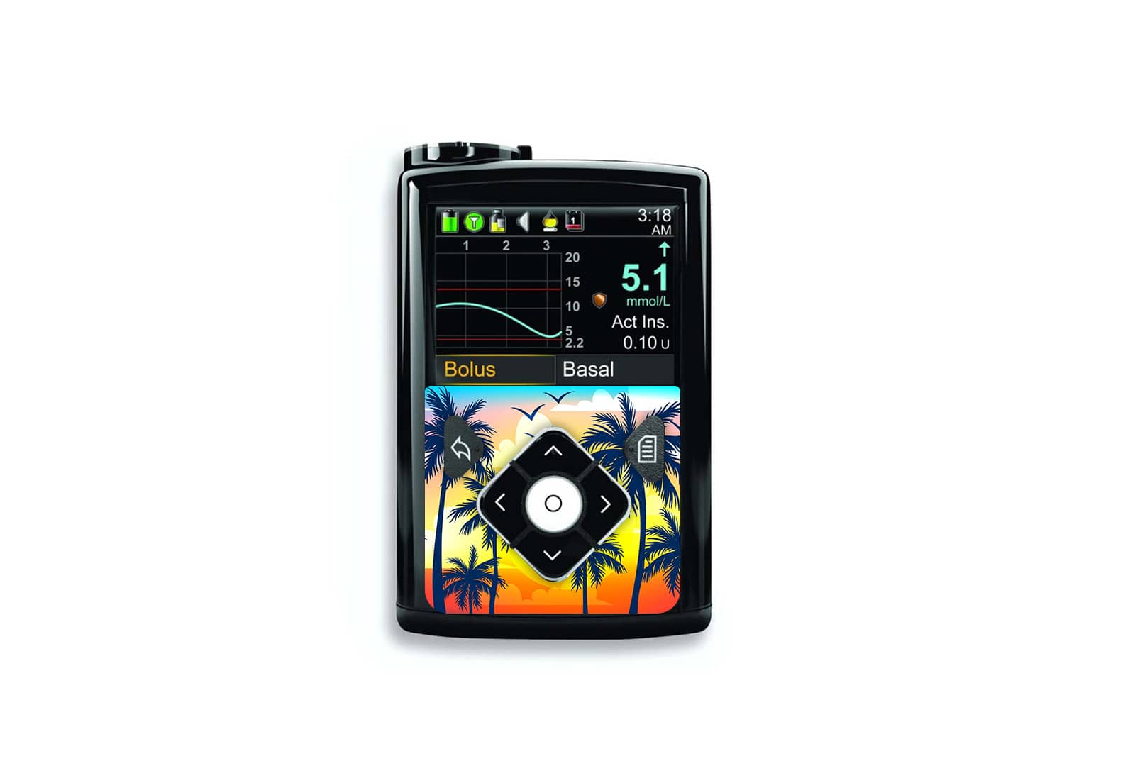 Palm Tree Sticker - Medtronic Minimed 640g, 680g, 780g for diabetes supplies and insulin pumps