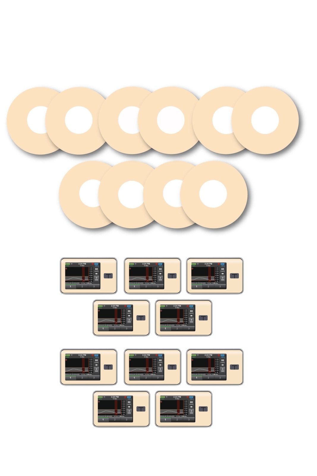 Pastel Orange Patches Matching Set for Freestyle Libre diabetes CGMs and insulin pumps