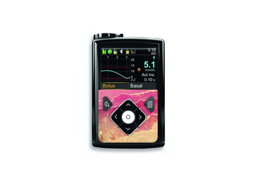 Pink Marble Sticker - Medtronic Minimed 640g, 680g, 780g for diabetes supplies and insulin pumps