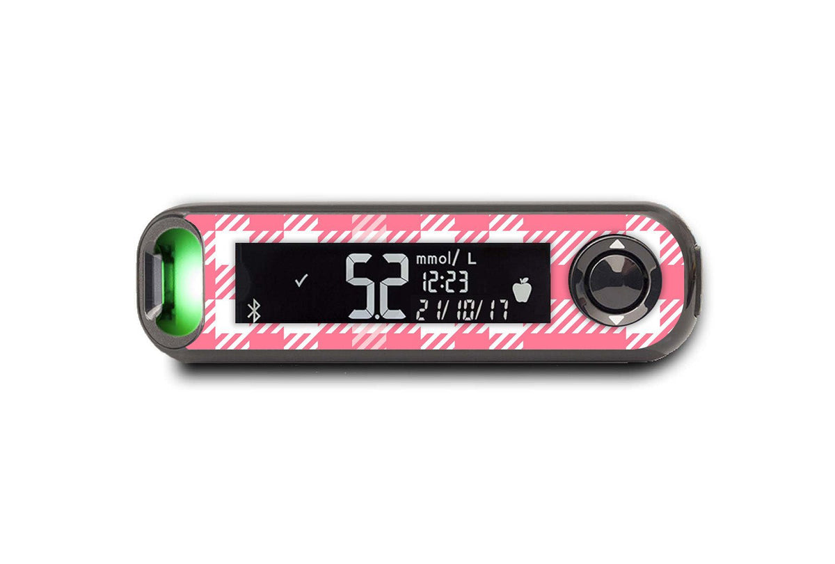 Pink Plaid Sticker - Contour Next One for diabetes supplies and insulin pumps