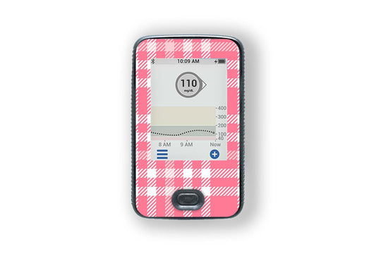 Pink Plaid Sticker - Dexcom G6 / One Receiver for diabetes supplies and insulin pumps