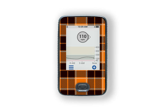 Pumpkin Plaid Sticker - Dexcom G6 / One Receiver for diabetes supplies and insulin pumps