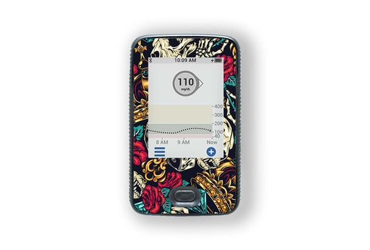 Skulls & Roses Sticker - Dexcom G6 / One Receiver for diabetes supplies and insulin pumps