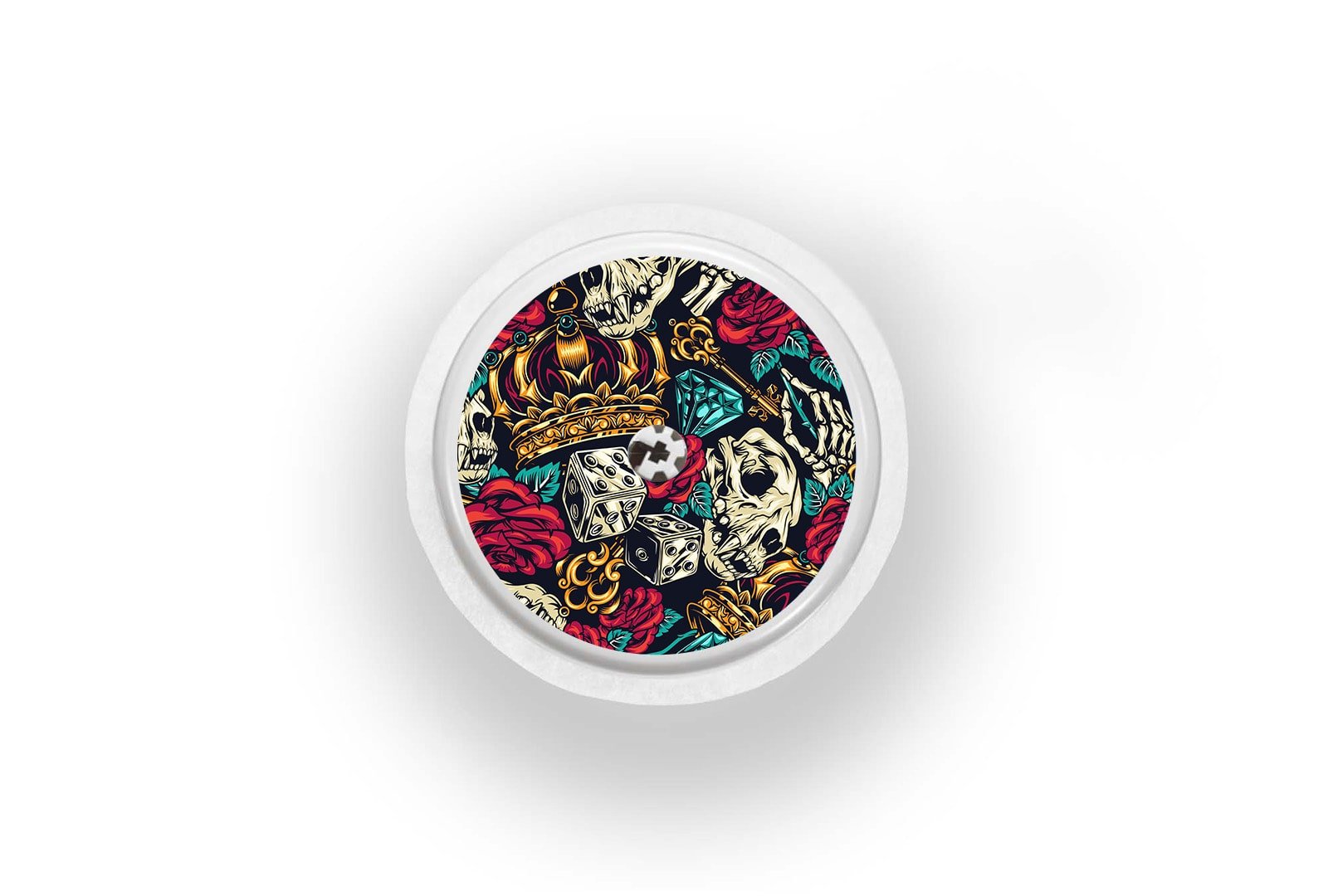 Skulls & Roses Sticker for Freestyle Libre 1, 2, or 2+ diabetes supplies and insulin pumps