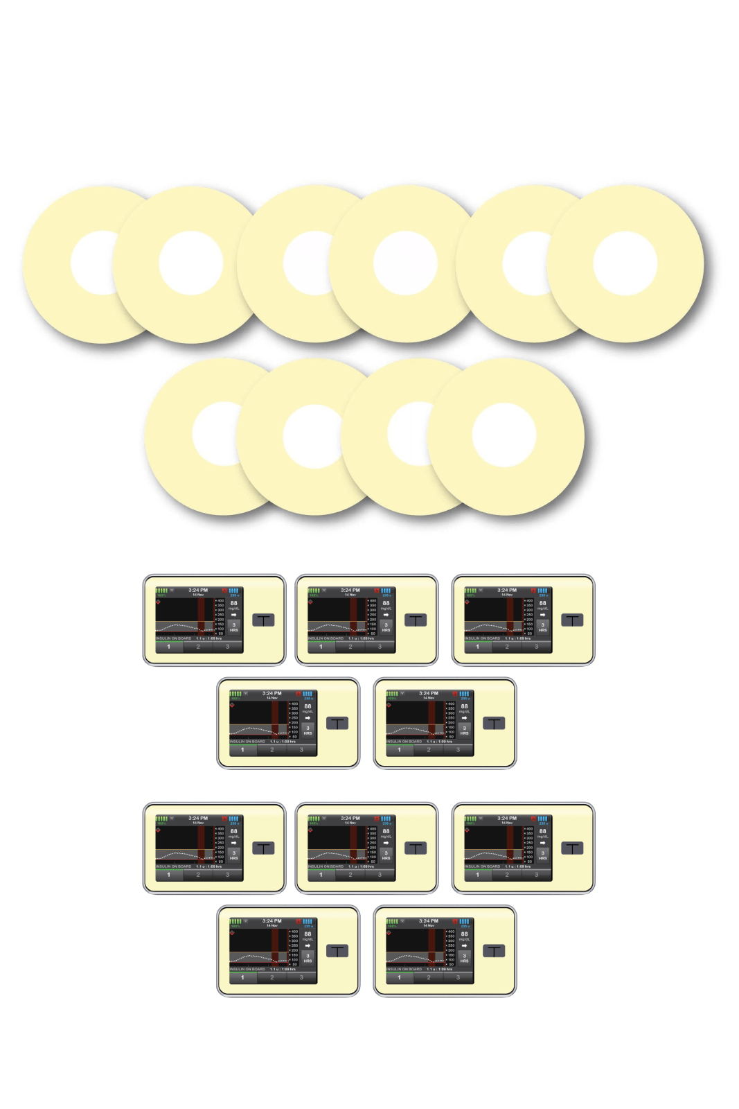 Yellow Pastel Patches Matching Set for Freestyle Libre diabetes supplies and insulin pumps